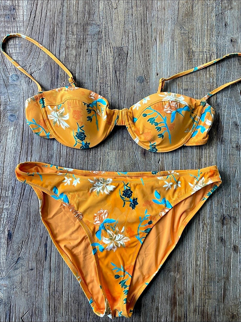 Solid & Striped The Maisie Bikini set Floral Orange & Blue XL